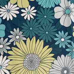 TISSU MFTA COTON MARGUERITE BLEU TURQUOISE