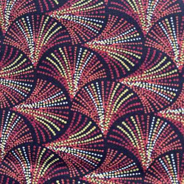 TISSU MFTA COTON ENDUIT  PLUMES ROUGE