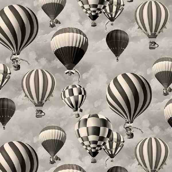 TISSU TOILE BACHETTE COTON MONTGOLFIERE NOIR BLANC