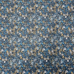 TISSU COTON  FLEUR FOND BLEU 