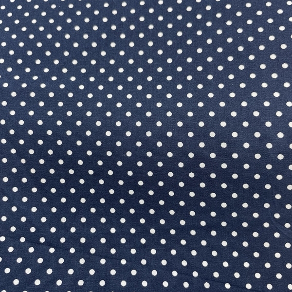 COUPON 70X30CM POIS BLANCS FOND BLEU FONCE