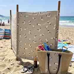 TISSU ASPECT LIN MOTIF MOUETTES STYLE BORD DE MER