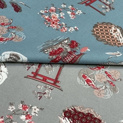 TISSU TOILE JAPONAISE BLEU TURQUOISE