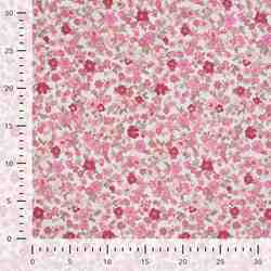 TISSU COTON IMPRIMÉ FLEURI ROSE