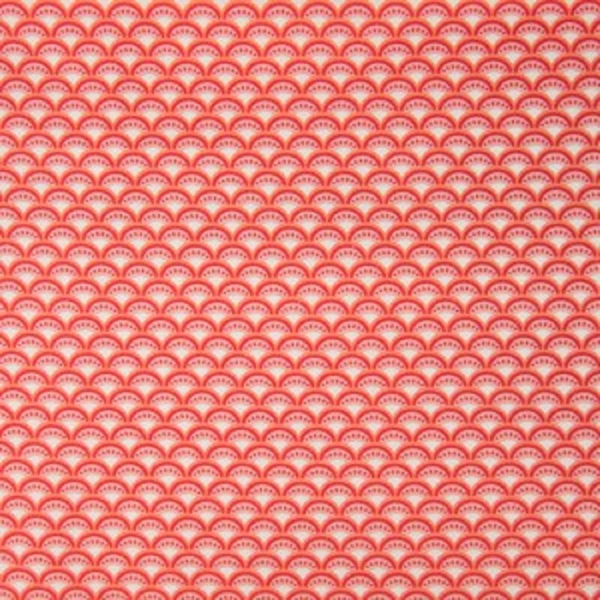 TISSU COTON IMPRIME ECAILLE ROSE CORAIL