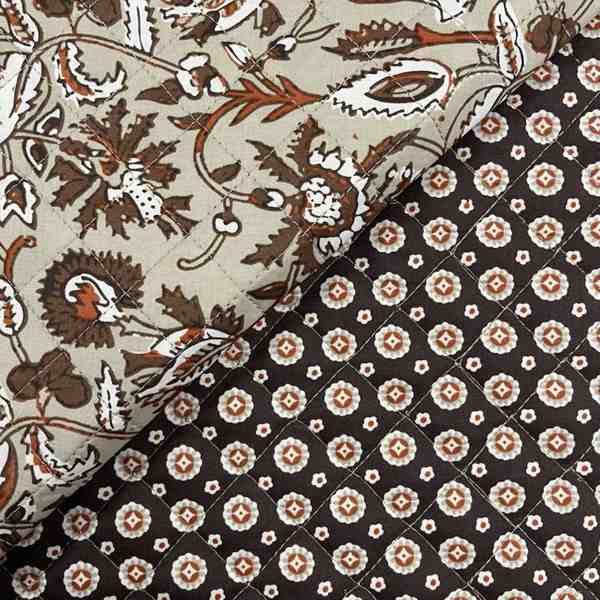 MATELASSÉ RÉVERSIBLE ESPRIT BOHEME BEIGE CHOCOLAT