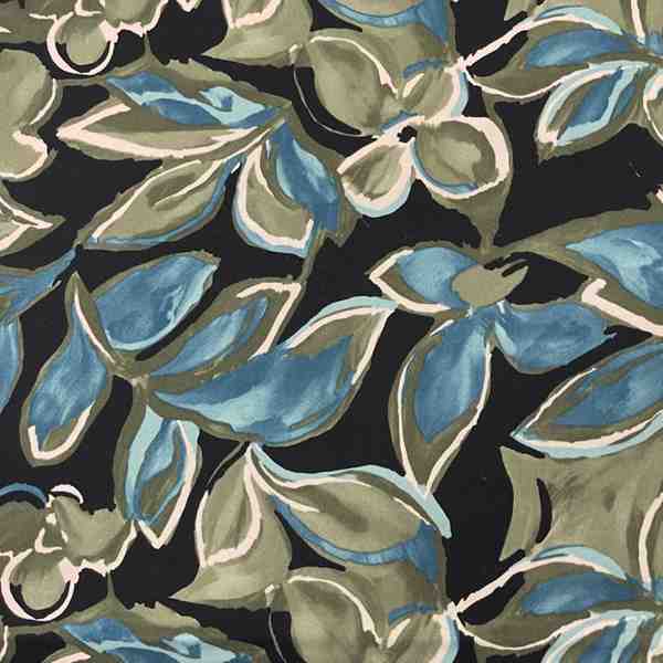 TISSU VISCOSE IMPRIME FEUILLE VERT