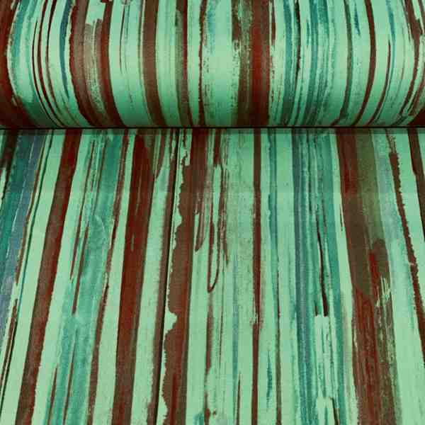 TISSU SATIN COTON RAYURE VERT MULTICOLORE