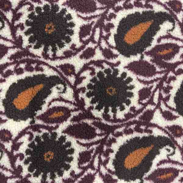 TISSU TEDDYJACQUARD CACHEMIRE BORDEAUX
