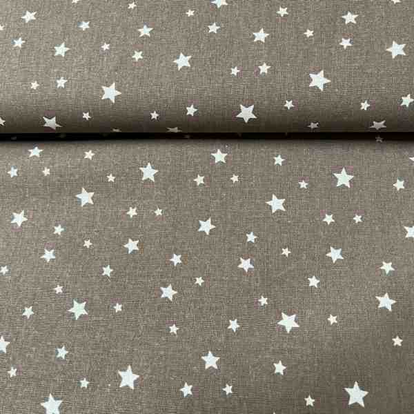 TISSU COTON ETOILE TAUPE