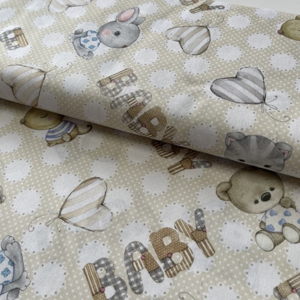 TISSU COTON NIMRPIME BEBE ANIMAUX BIO GOTS