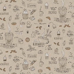 TISSU TOILE ASPECT LIN CAF ET GATEAUX