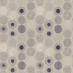 TISSU TOILE ASPECT LIN CERCLES NOIRS