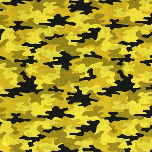 TISSU COTON IMPRIME CAMOUFLAGE JAUNE 