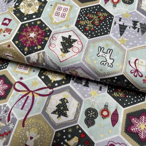 TISSU COTON IMPRIME CALENDRIER DE NOEL