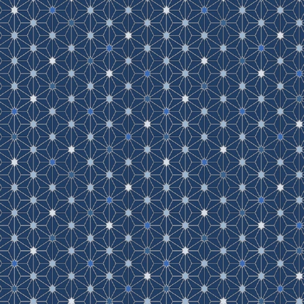 TISSU POPELINE COTON GEOMETRIQUE DE NOEL BLEU