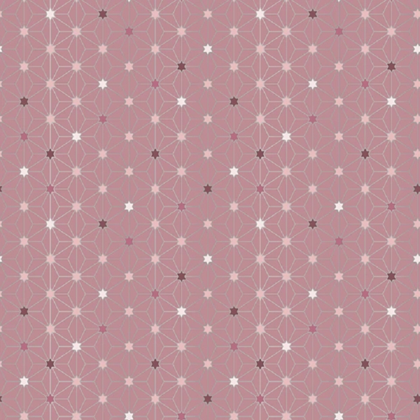 TISSU POPELINE COTON GEOMETRIQUE DE NOEL ROSE