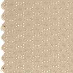 TISSU GAZE DE COTON BRODEE MEDAILLON BEIGE KRAFT