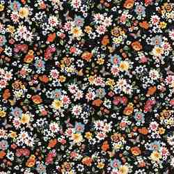 TISSU COTON FLEURI CHARLINE NOIR MULTI