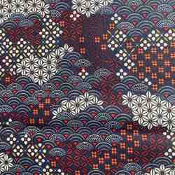 TISSU MFTA COTON SHOGUN BLEU CARMIN