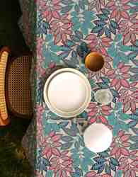 TISSU ASPECT LIN SUREAU MOTIF FEUILLAGE 