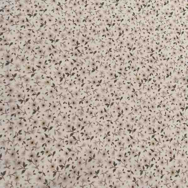 COTON IMPRIME FELURS CHAMPETRES NATUREL 