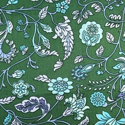 TISSU COTON IMPRIME ARABESQUE FLEUR VERT