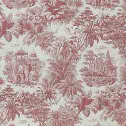 TISSU TOILE DE JOUY ELEPHANT MAHARANI ROUGE