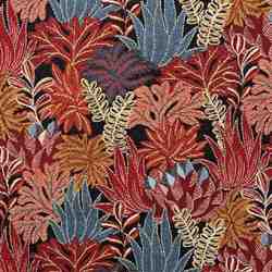 TISSU JACQUARD ISSANDRES FEUILLAGE ROUGE