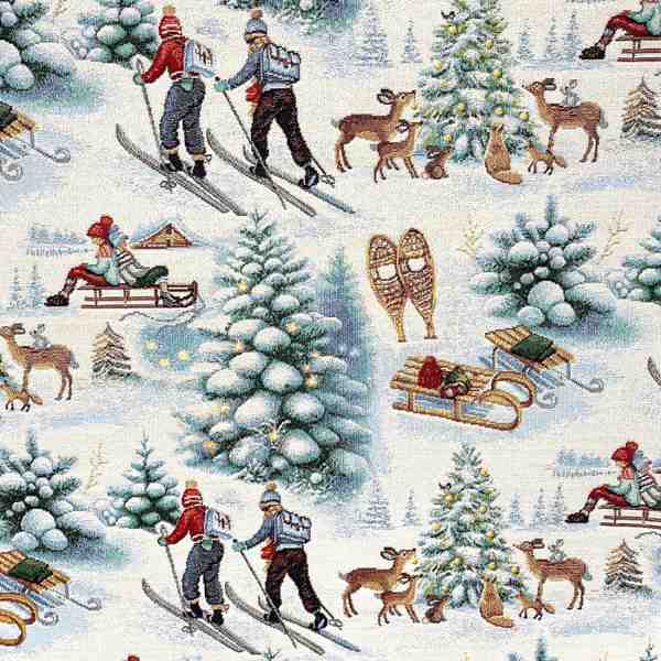 TISSU JACQUARD GOBELIN PAYSAGE D'HIVER