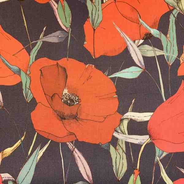 TISSU EXTERIEUR DRALON COQUELICOT FOND MARINE