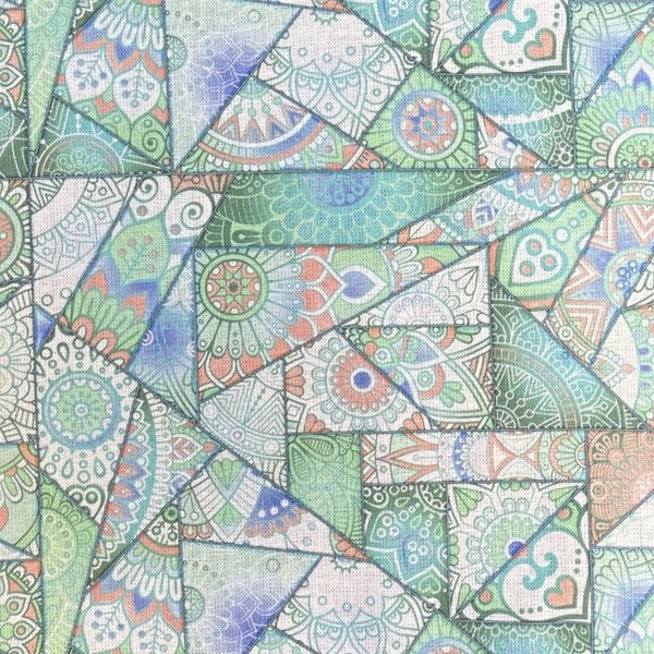 COUPON COTON OEKO-TEX PATCHWORK JADE 2.50 X1.45M