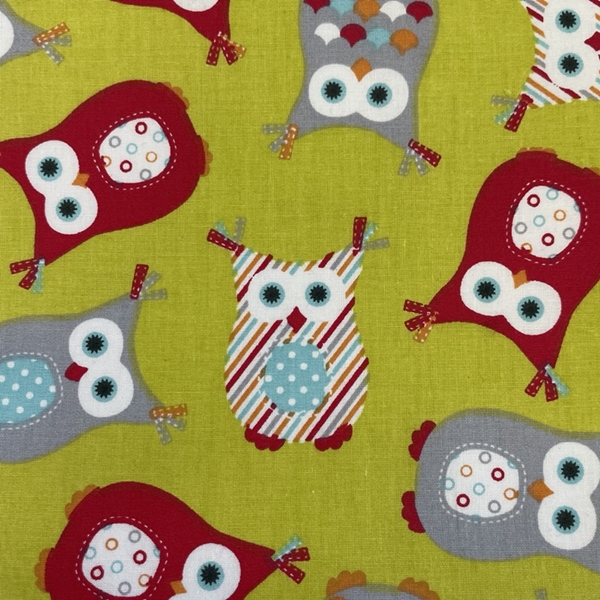 COUPON 75X50CM HIBOU MULTI FOND VERT