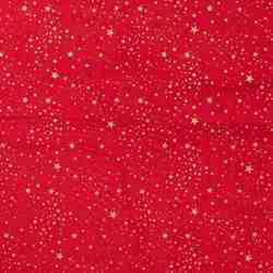 POPELINE DE COTON ETOILES DE NOEL ROUGE