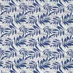 TISSU COTON IMPRIM FEUILLAGE BLEU MARINE