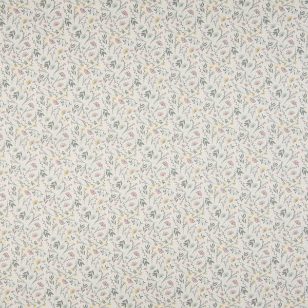 TISSU VOILE DE COTON DIGITAL FLEUR BEIGE GRIS