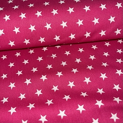 TISSU COTON CRETONNE ETOILE FUCHSIA