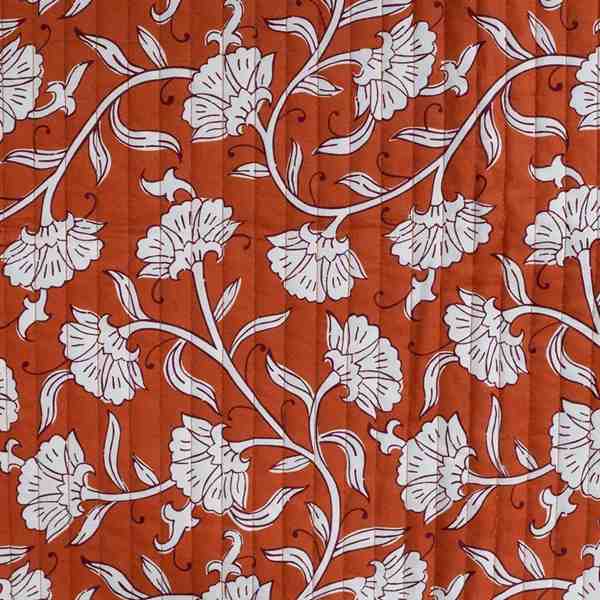 MATELASSÉ  MOTIFS FLORAUX TERRACOTTA PRUNE