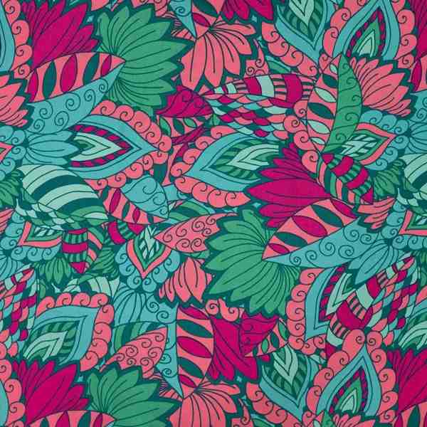 TISSU VISCOSE IMPRIMÉ FEUILLAGE EXOTIQUE VERT