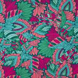 TISSU VISCOSE IMPRIMÉ FEUILLAGE EXOTIQUE VERT