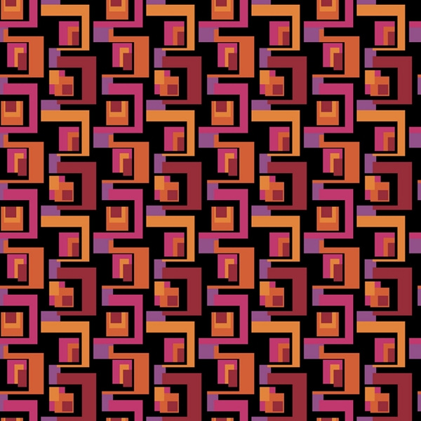 TISSU JERSEY POLYESTER CUBE ROSE ORANGE NOIR 