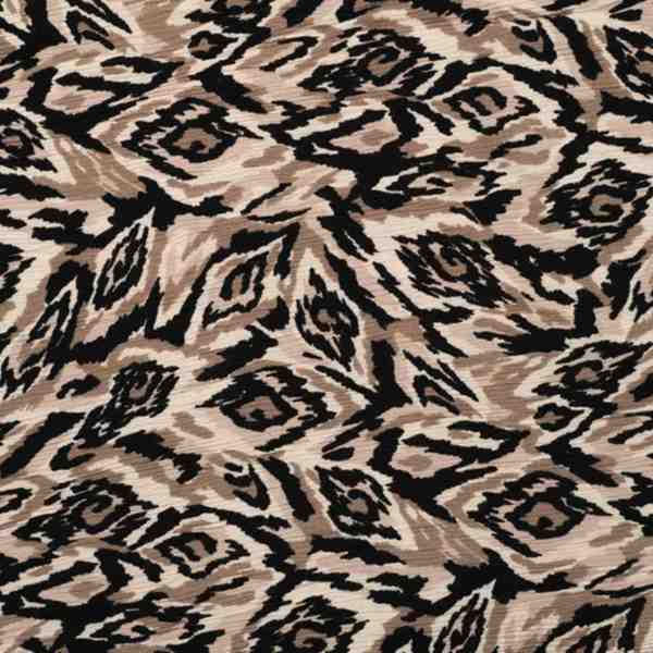 TISSU CREPE VISCOSE FROISSE MOTIF ANIMALIER BEIGE