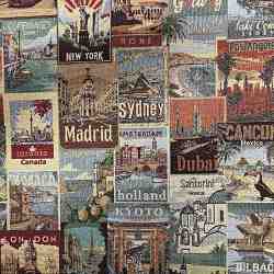 TISSU JACQUARD GOBELIN VILLE DU MONDE